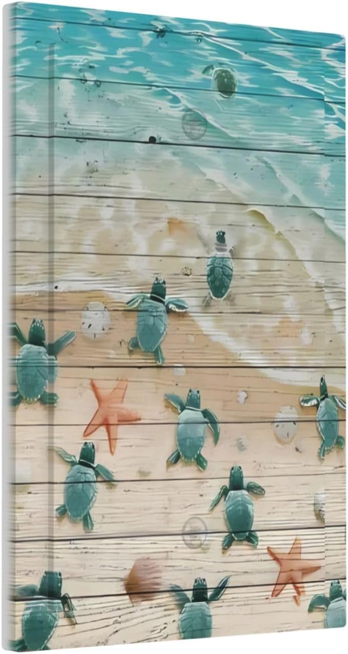 ranedula Turtle Beach Village Wood Decorative 1-Gang Blank Wallplate Single No Device Electrical Outlet Covers Switch Plate Faceplate for Bathroom Kitchen Home Decor Art Decor 5 X 3 In - Image 2